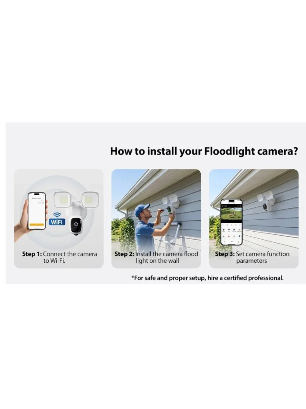 New: 2K Hardwired Flood Light Camera (Cream) - Alexa / Google Nest Compatible